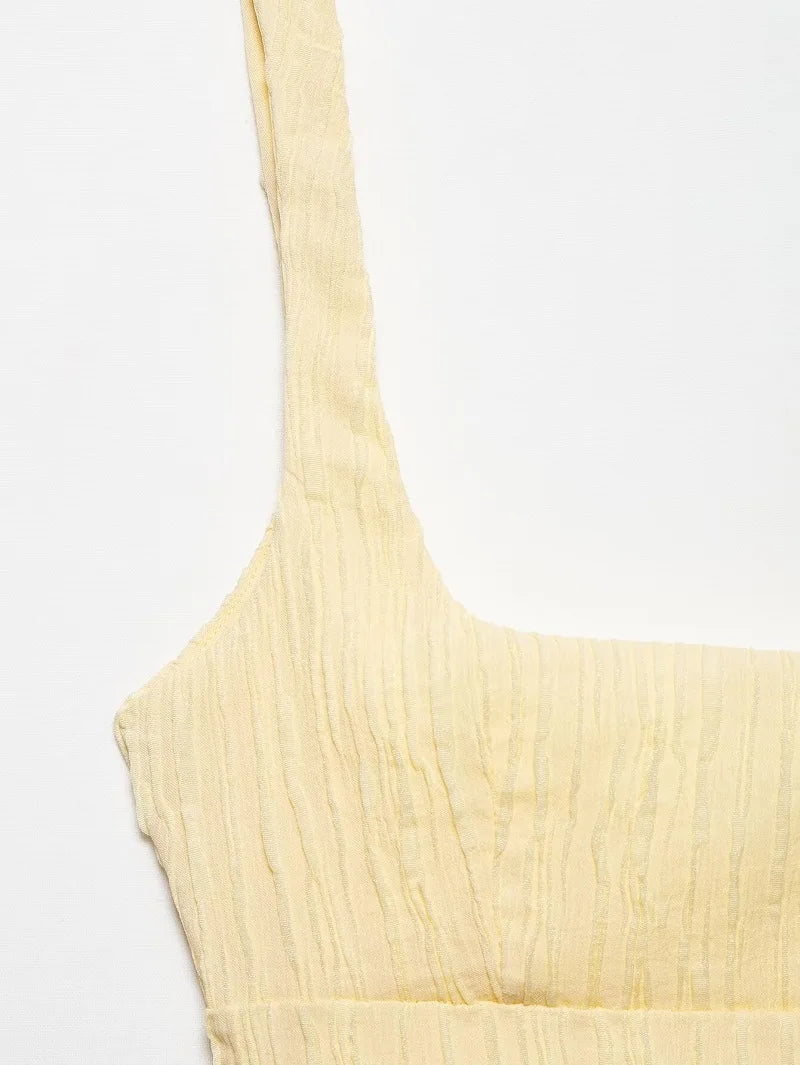 Robe midi plissée dos nu - jaune soleil