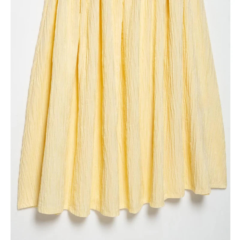 Robe midi plissée dos nu - jaune soleil