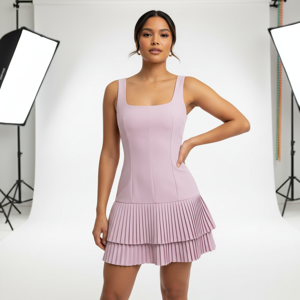 Robe courte femme plissée dos Nu -