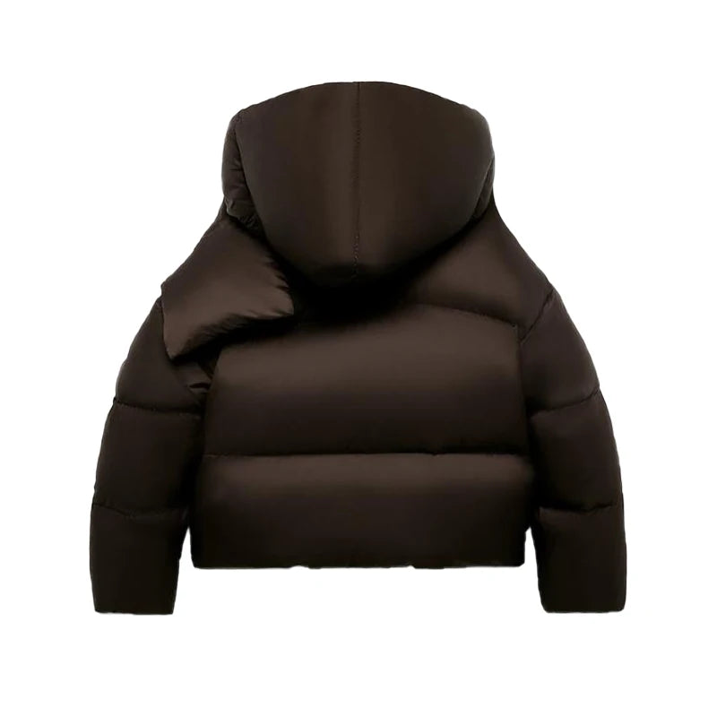 Veste Femme Coton Capuche Écharpe - Col Montant Hiver Chic