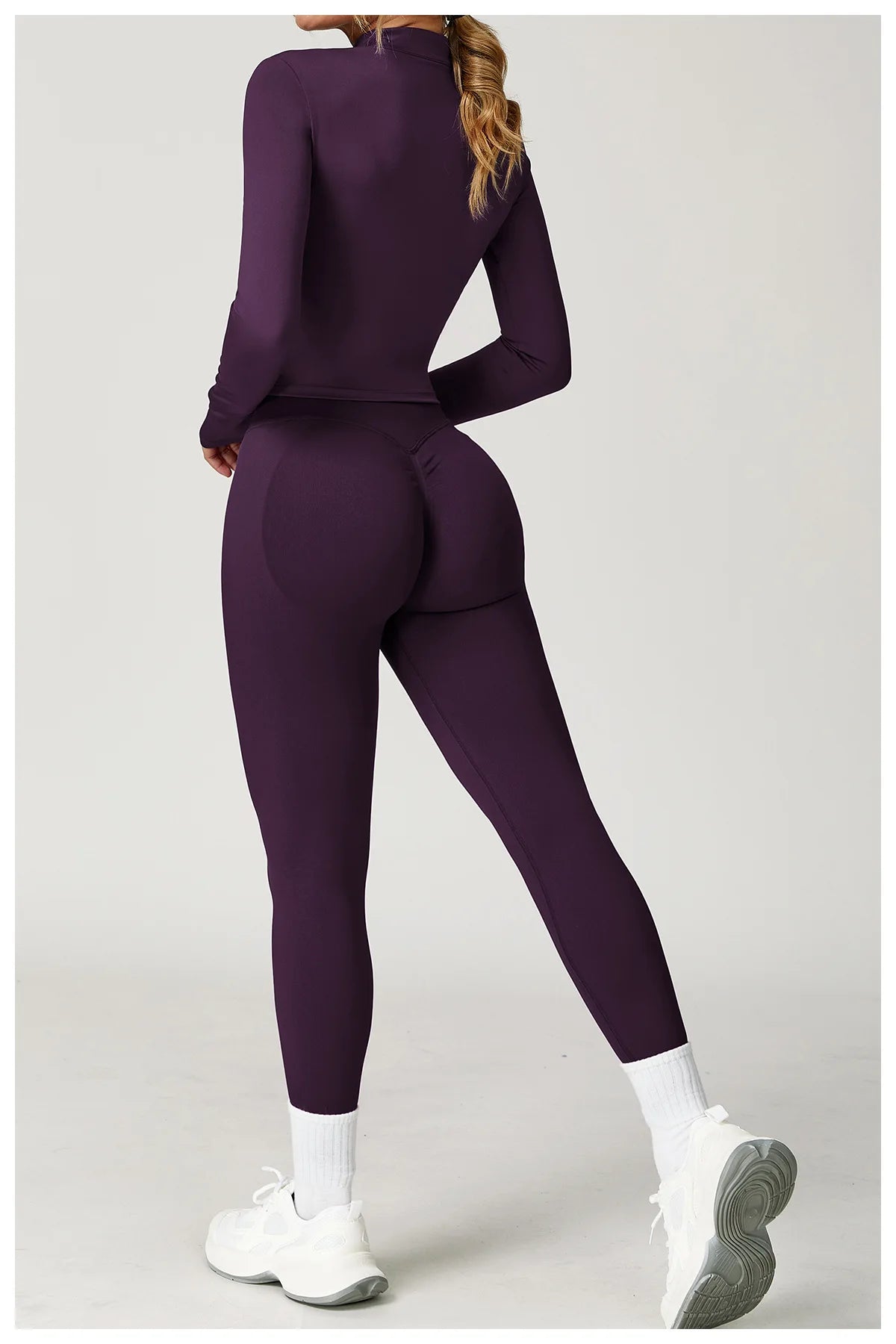 Ensemble Yoga Femme Sans Coutures 2 Pièces - Veste Legging Gym