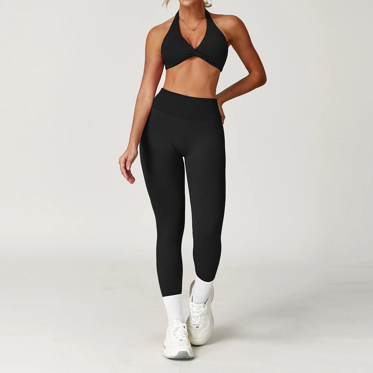 Ensemble Yoga Femme Sans Coutures 2 Pièces - Veste Legging Gym