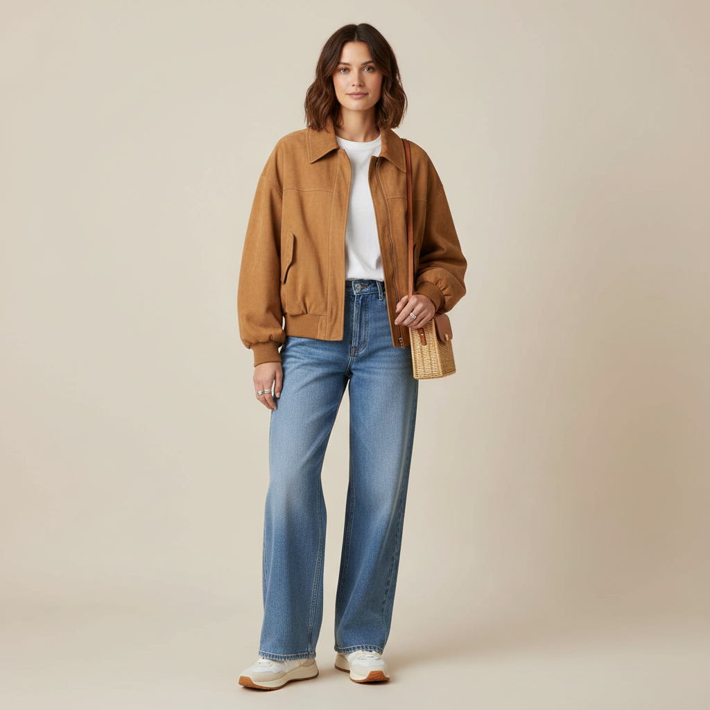 Veste bomber femme suède oversize - blouson streetwear printemps