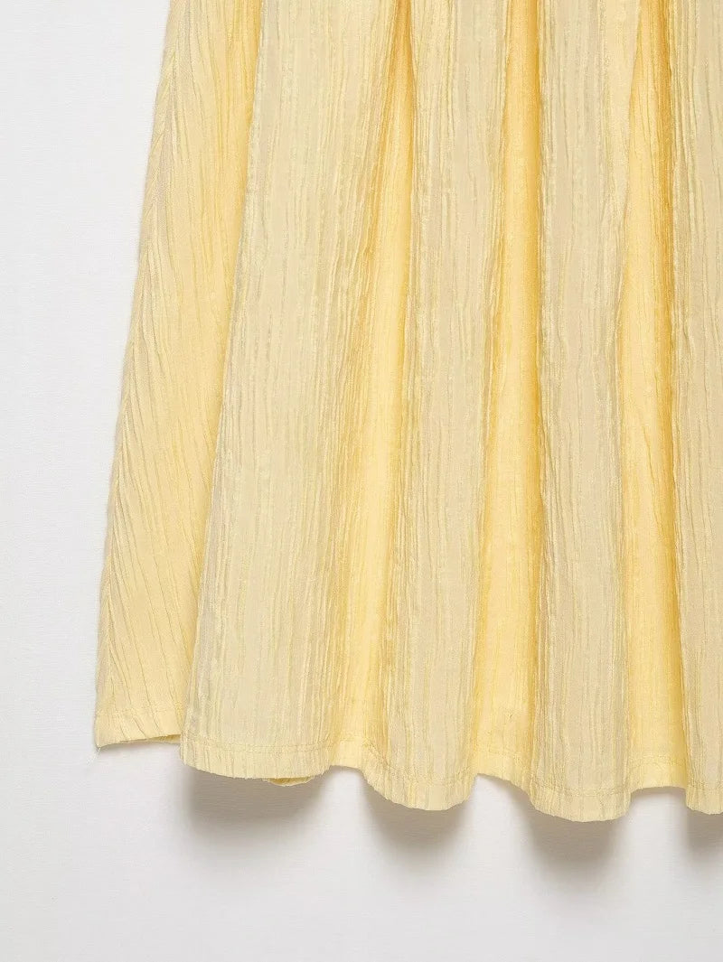 Robe midi plissée dos nu - jaune soleil