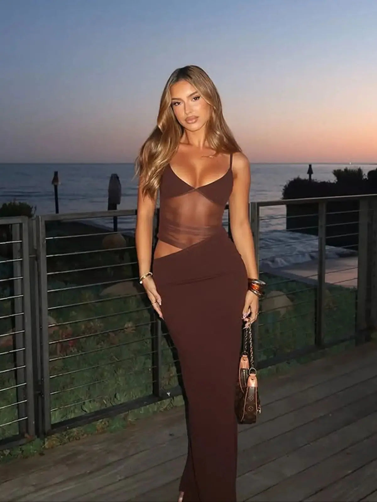 Robe Été Femme Sexy Asymétrique - Bretelles Maille Ajourée