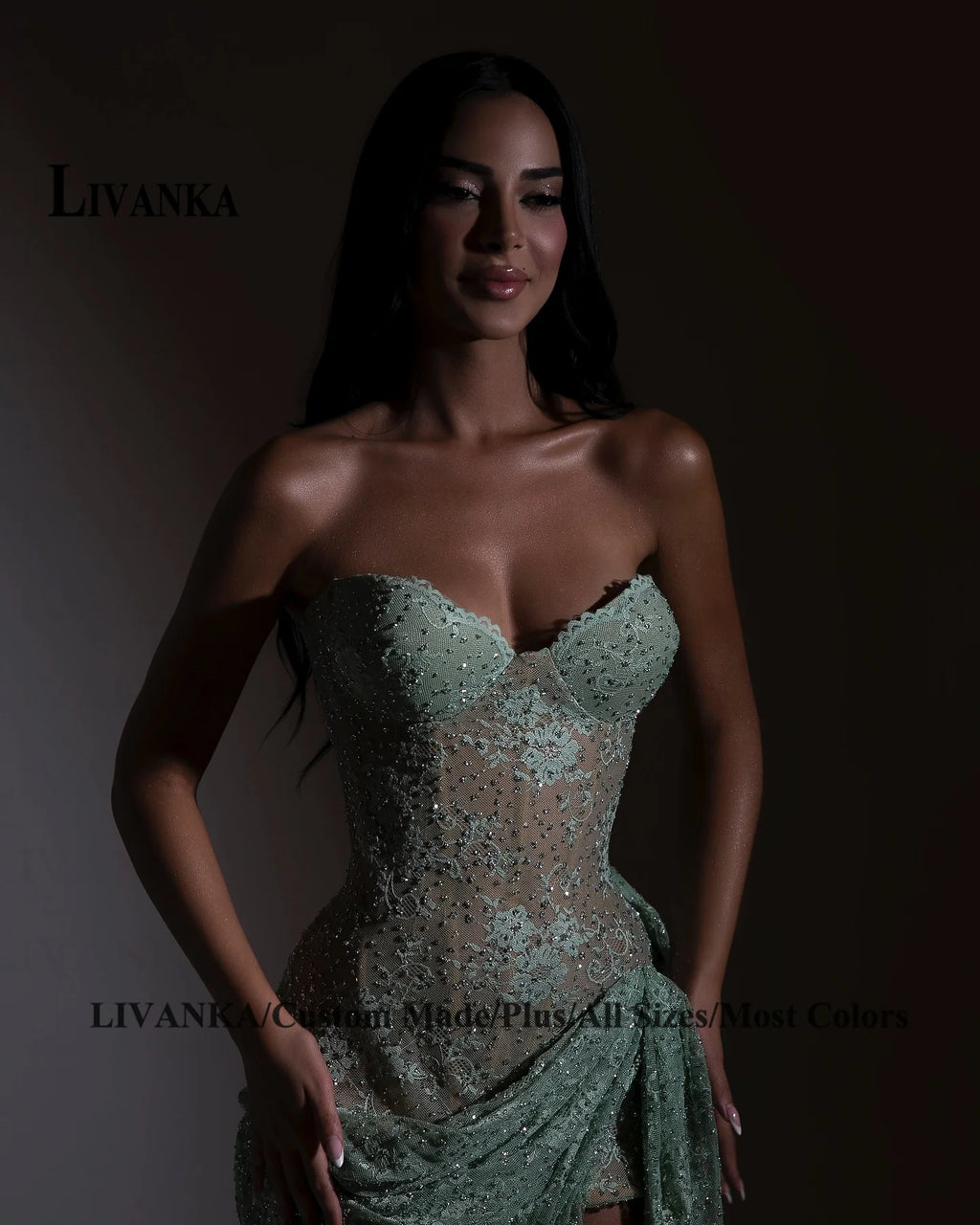 Robe de Bal bustier corset décolleté Cœur - dentelle asymétrique sur mesure