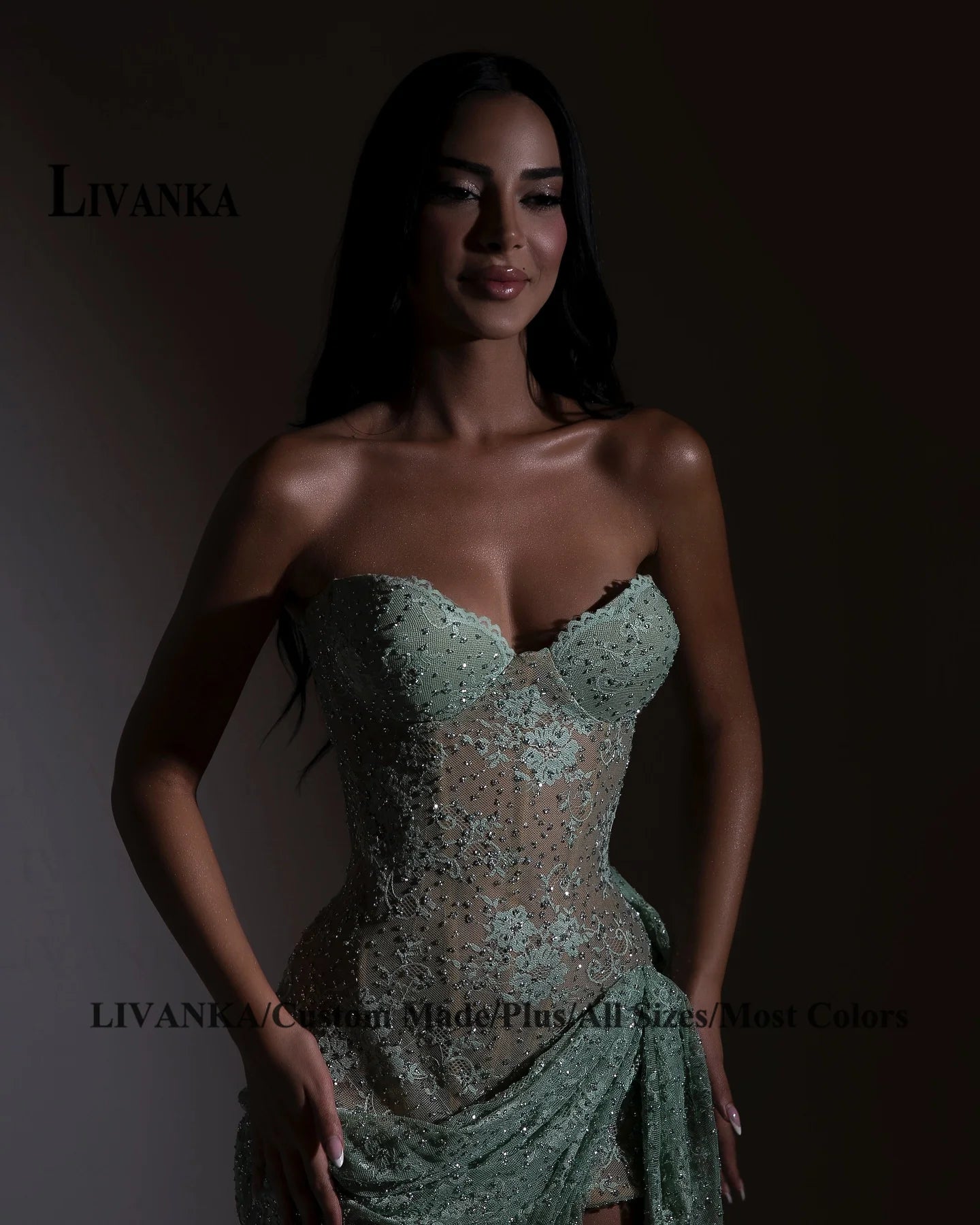 Robe de Bal bustier corset décolleté Cœur - dentelle asymétrique sur mesure