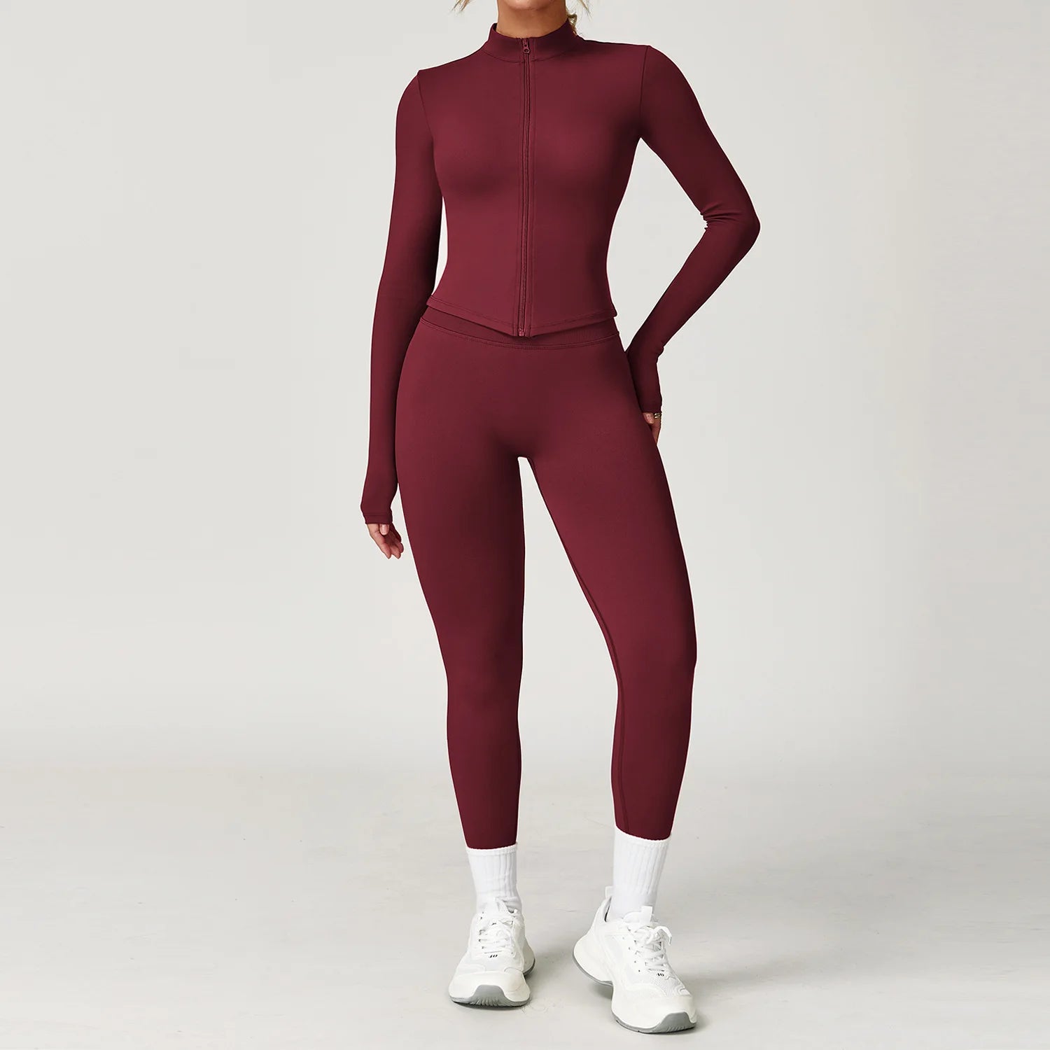 Ensemble Yoga Femme Sans Coutures 2 Pièces - Veste Legging Gym
