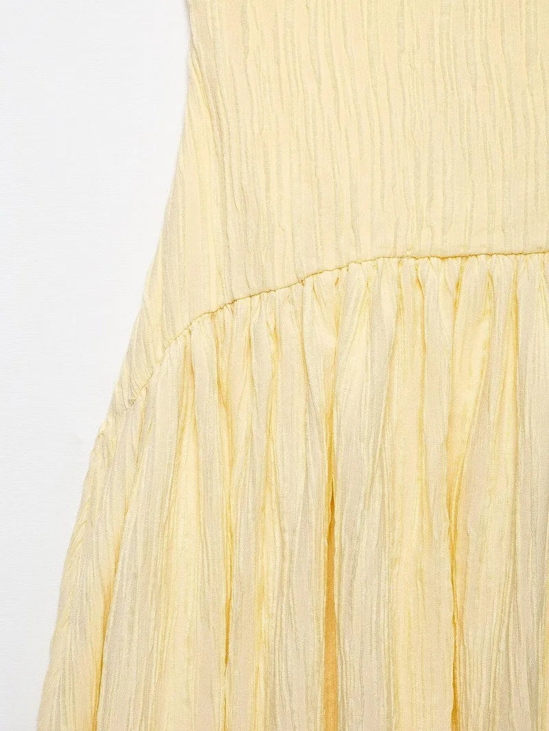 Robe midi plissée dos nu - jaune soleil