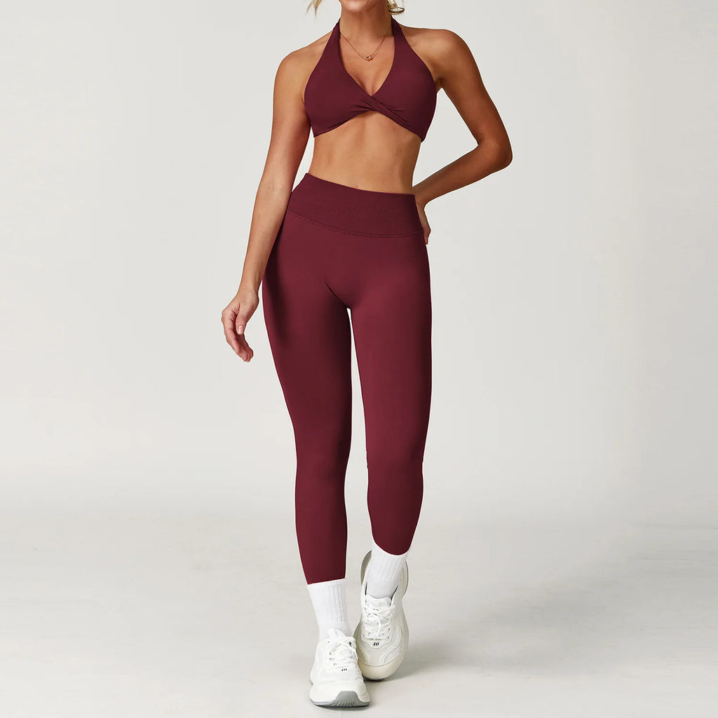 Ensemble Yoga Femme Sans Coutures 2 Pièces - Veste Legging Gym