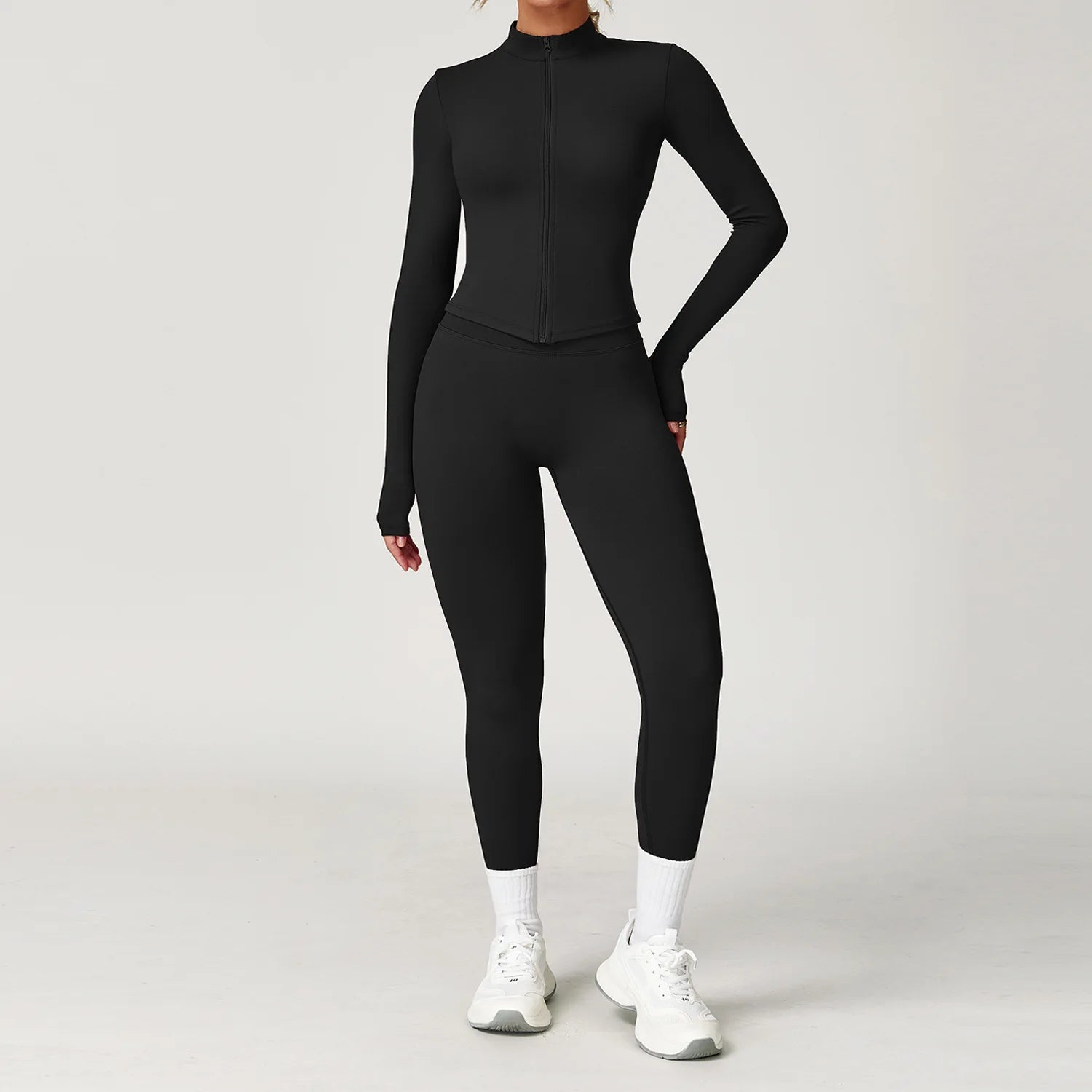 Ensemble Yoga Femme Sans Coutures 2 Pièces - Veste Legging Gym