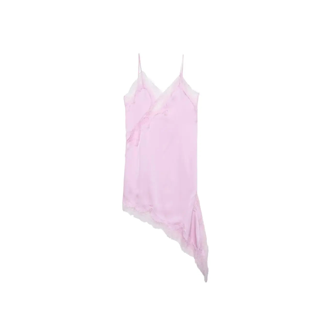 Robe Femme Asymétrique Dentelle Bretelles - Sexy Été Élégante