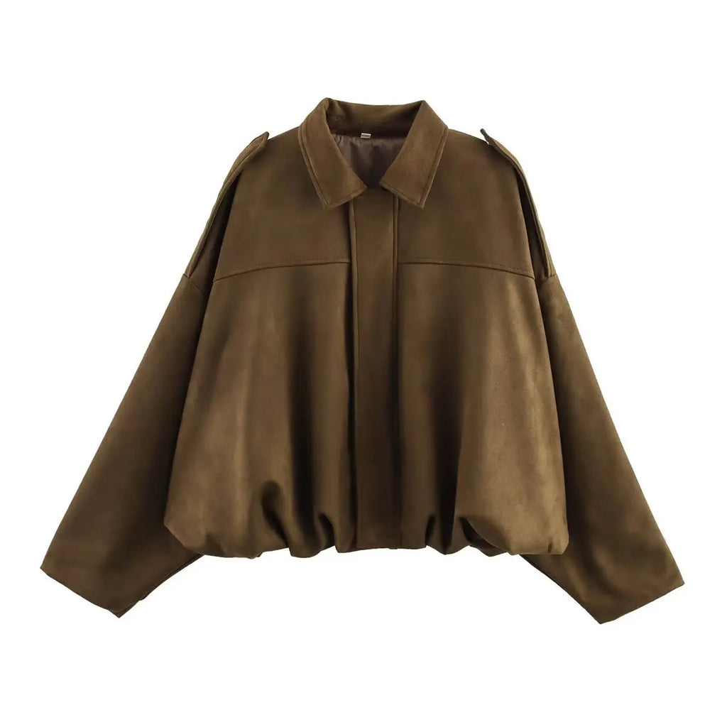 Veste bomber femme suède oversize - blouson streetwear printemps