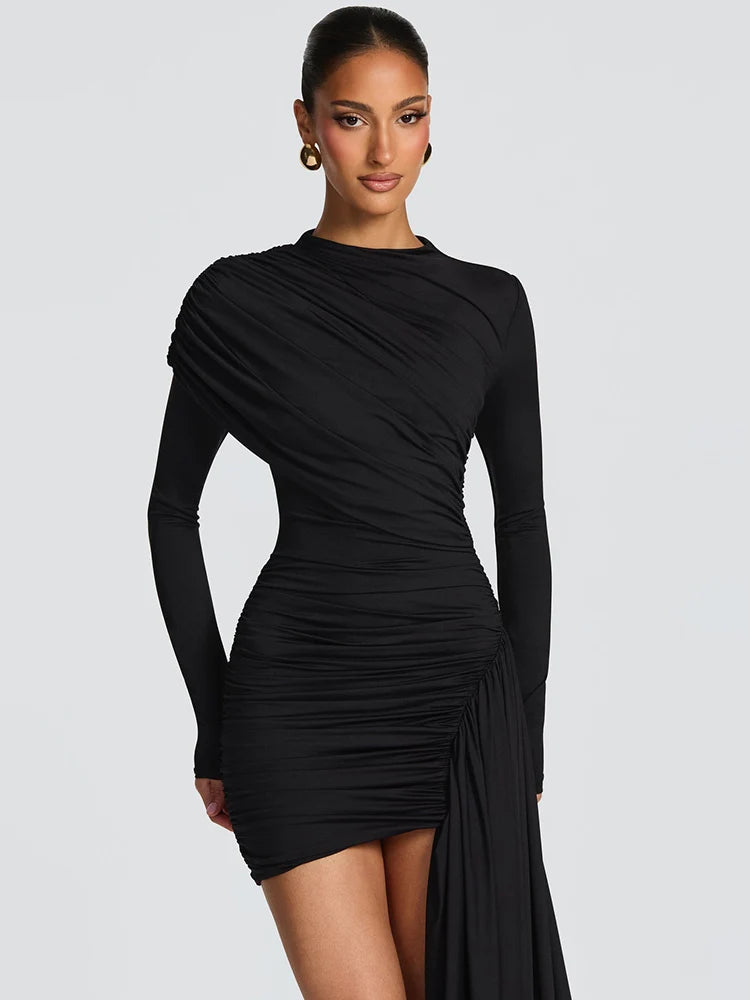 Mini Robe Femme Ruban Élégante - Soirée Sexy Froncée