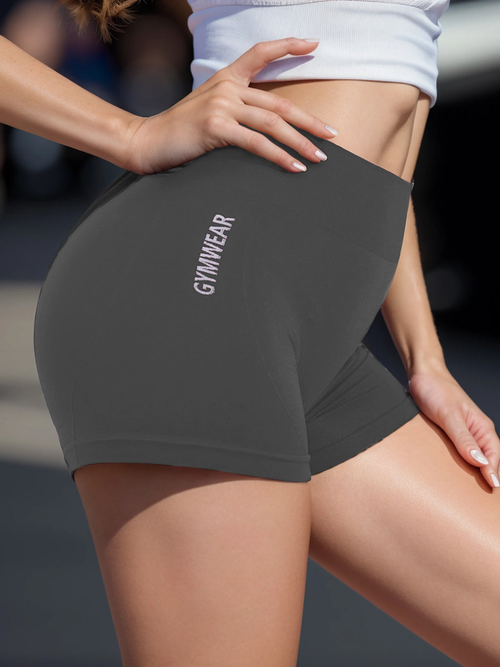 Short sport femme taille haute - Yoga fitness cycliste respirant