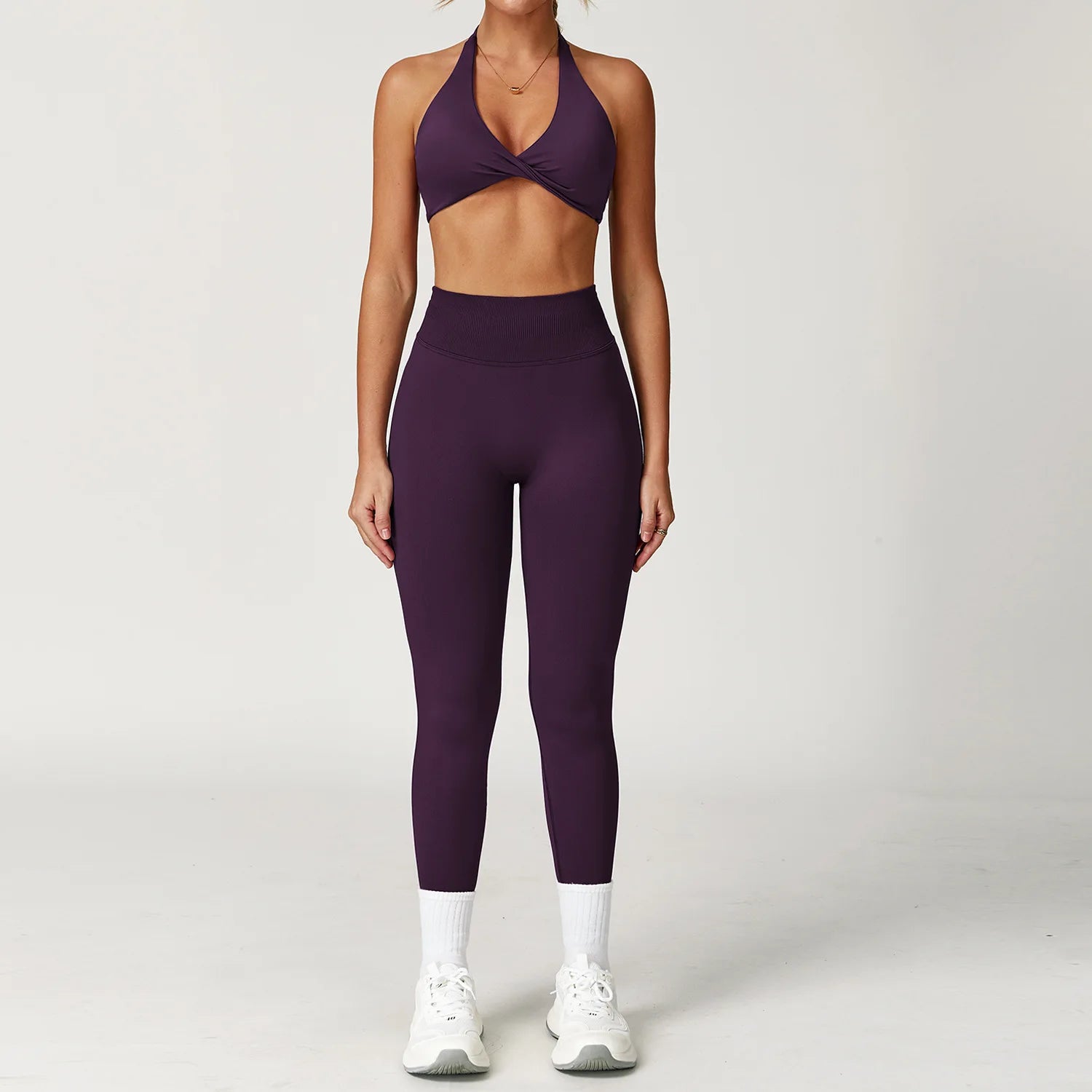 Ensemble Yoga Femme Sans Coutures 2 Pièces - Veste Legging Gym