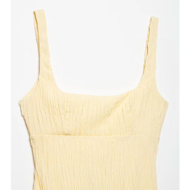 Robe midi plissée dos nu - jaune soleil