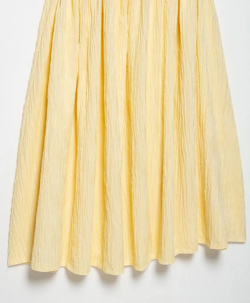 Robe midi plissée dos nu - jaune soleil