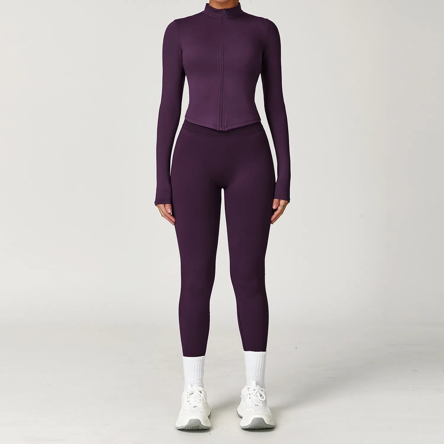 Ensemble Yoga Femme Sans Coutures 2 Pièces - Veste Legging Gym