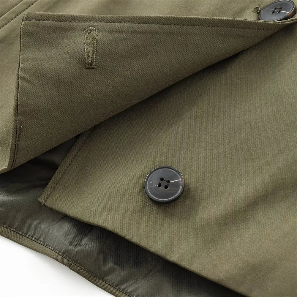 Veste Femme Automne Capuche - Trench Court Boutonnée Casual