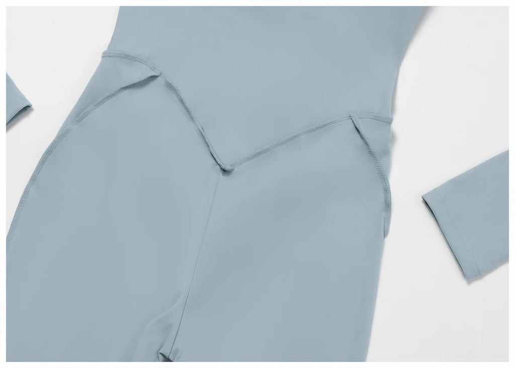 Body Yoga Femme Manches Longues Zip - Combinaison Fitness Sport