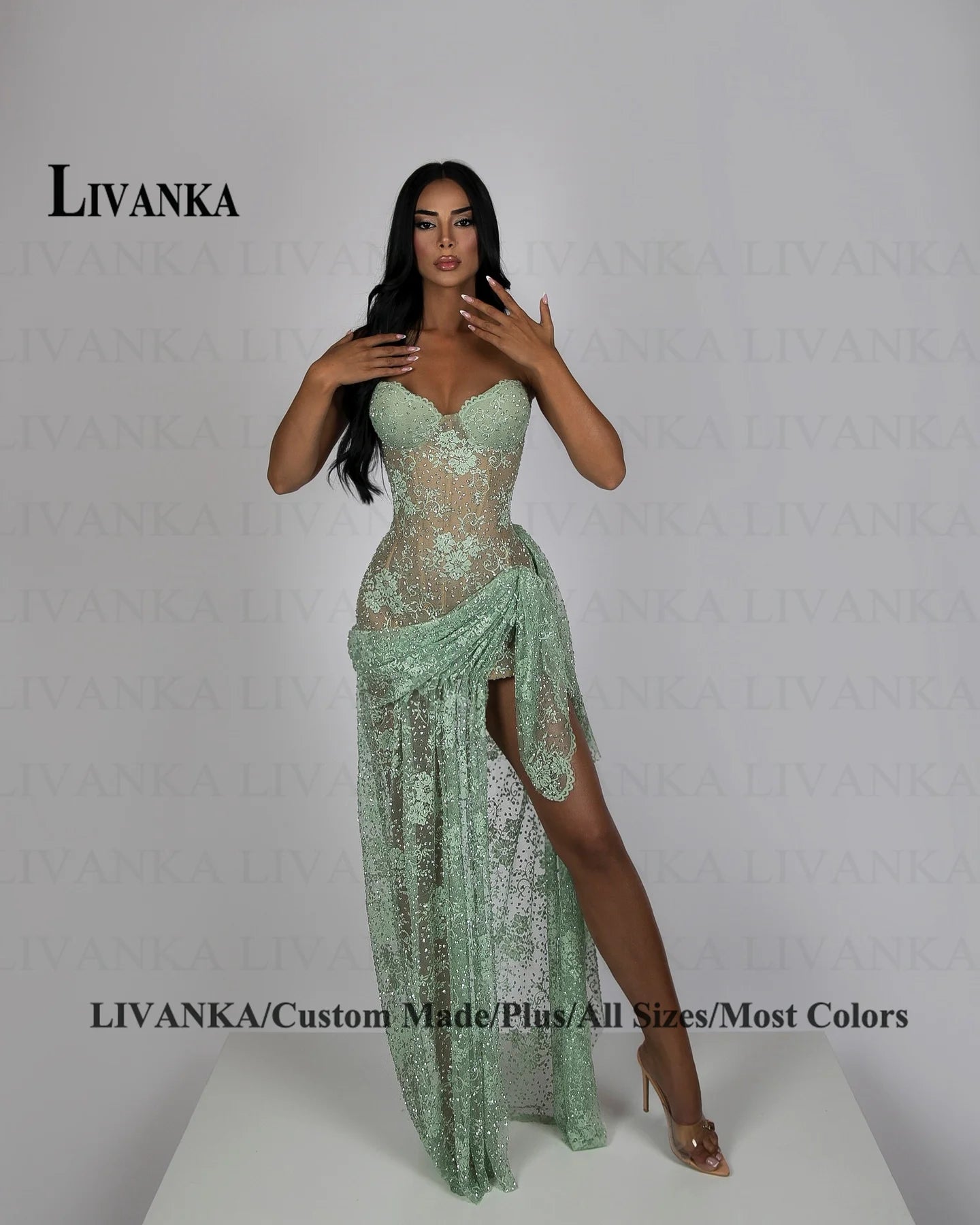 Robe de Bal bustier corset décolleté Cœur - dentelle asymétrique sur mesure