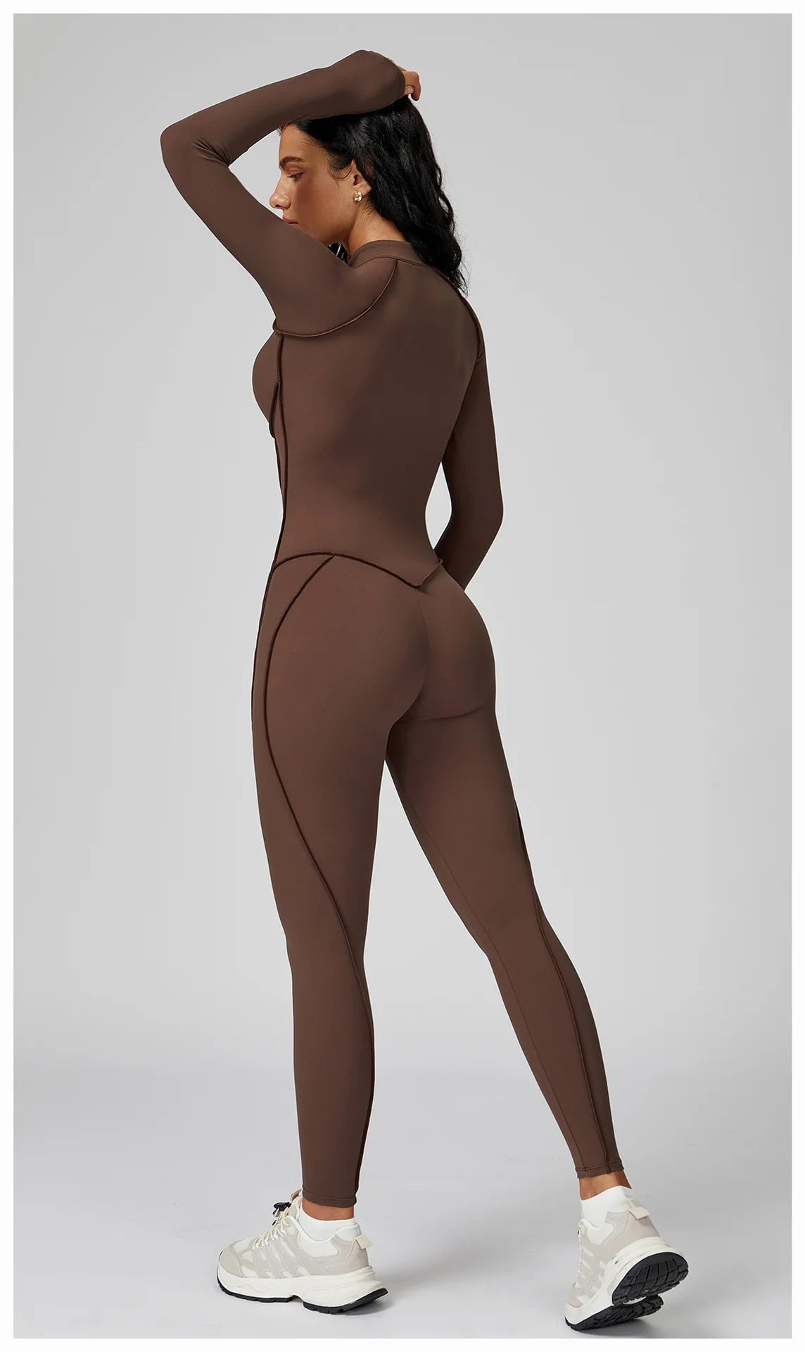 Body Yoga Femme Manches Longues Zip - Combinaison Fitness Sport